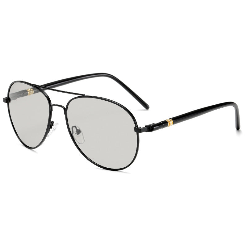 Wholesale Polarized sunglasses double beam color changing sunglasses day and night use driving frog mirror